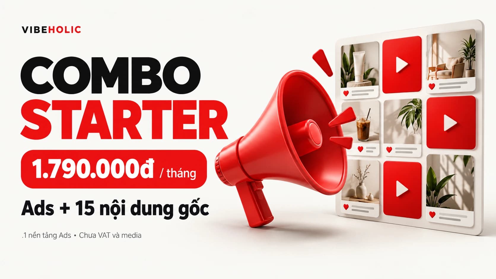 Combo Starter VibeHolic 1.790.000đ: có bài đều và người chạy Ads