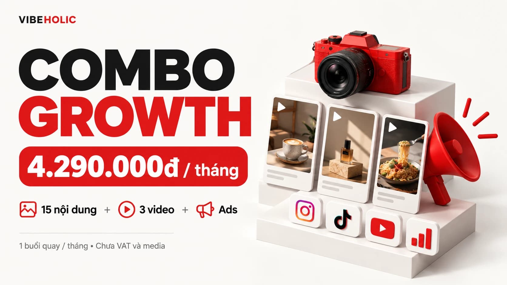Combo Growth VibeHolic 4.290.000đ: thêm video để khách dễ hình dung